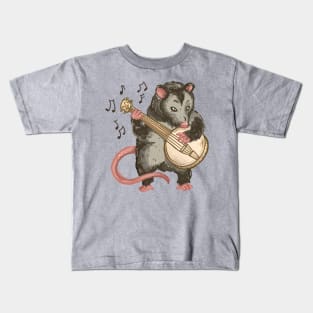 Opossum Playing Banjo Funny Possum Kids T-Shirt